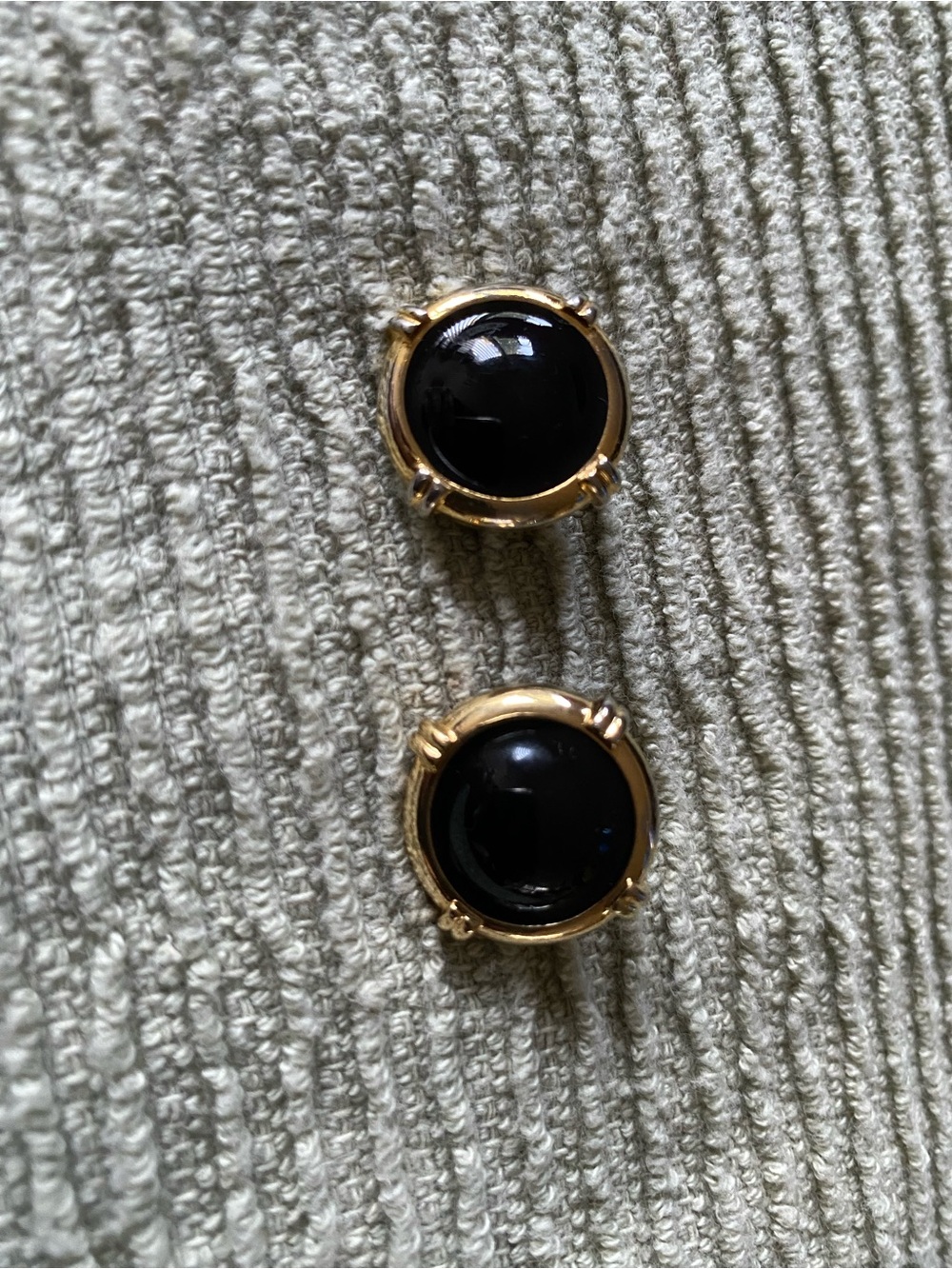 Vintage ST. JOHN Gold-Tone Black Round Cabochon Replacing Button